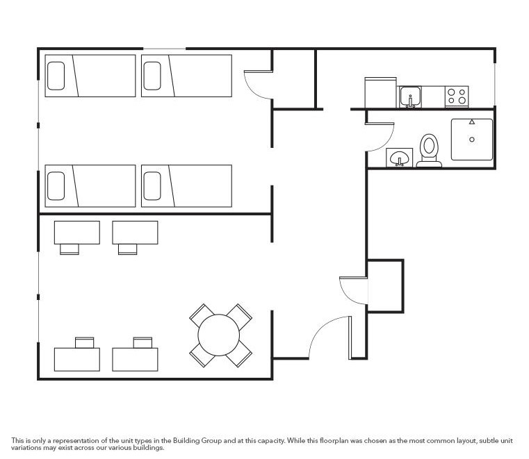 Studio Apartment: Quad Floorplan